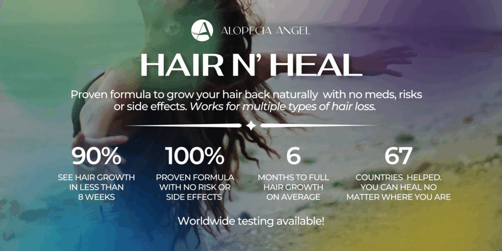 Hair and scalp treatment promoting natural hair growth with no side effects.