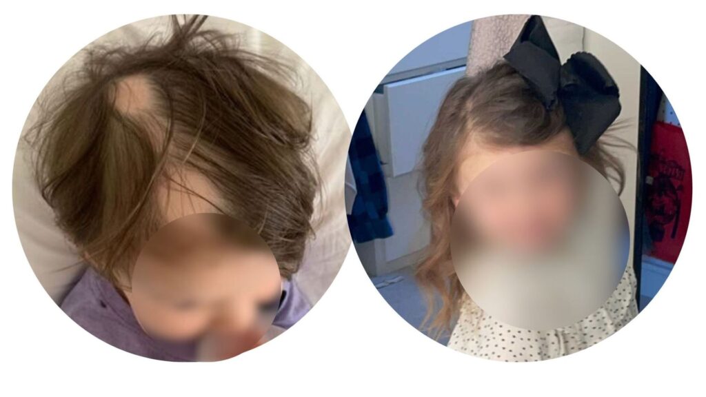 Two blurred portraits of individuals with different hairstyles.